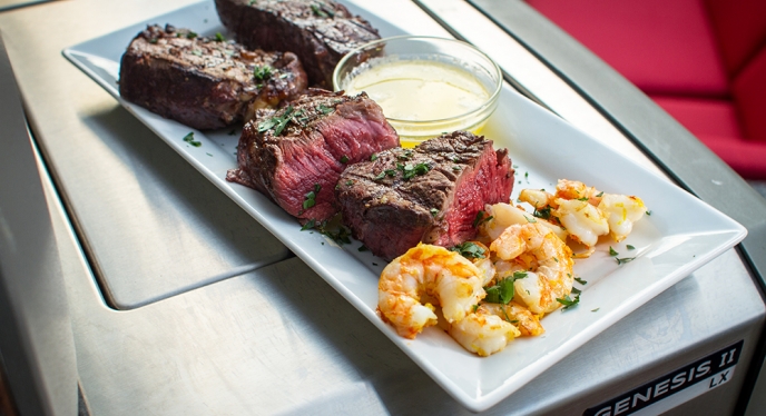 Filet Mignon with Garlicky Shrimp